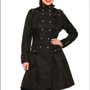 Black Brocade Pocket Military Jacket